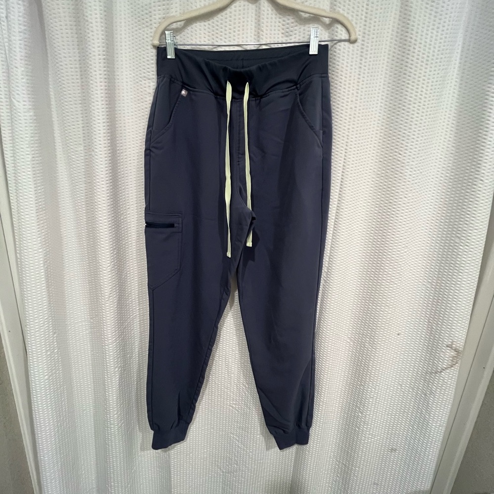 Women’s Figs Moonstone Scrub Jogger Pants with green drawstring